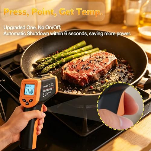 OnniOne Infrared Thermometer Temperature Gun for Cooking -58℉~1022℉ | Digital Thermometer Pizza Oven Blackstone Griddle, Laser Temperature Gun with Carrying Case, LCD Backlit (NOT for Human) - color: Black