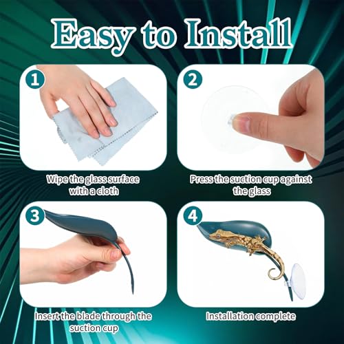 3 Pcs Leaf Shape Crested Gecko Hide, Plastic Wall Climbing Leaf Platform with Suction Cups Reptile Tank Accessories for Tree Frog Turtle Leopard Gecko (Dark Green)