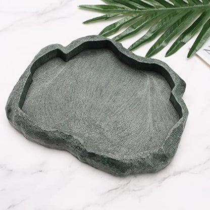 ECSiNG Reptiles Water Tray Tortoise Feeder Lizard Water Dish Resin Drinking Bowl for Tortoise Lizard Frog Terrapin Gecko Spider Scorpion Size M