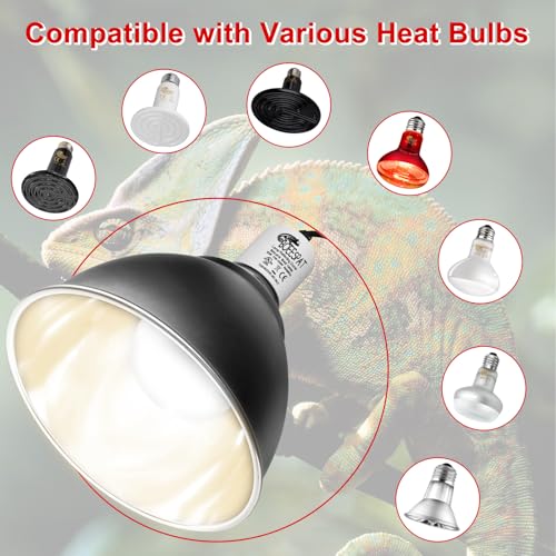 Reptile Lamp Bulb Fixture 5.5 Inch Deep Dome with Switch - Ideal for 60W/75W/100W/150W Heat Lamp Bulbs, Compatible with All E26 UVA/UVB/Basking Heat Bulbs, Supports Up to 150 Watts - style: Cone Dome (Max 150W)