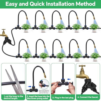 33Ft 1/4" Drip Irrigation System for Garden – Automatic Atomizing Sprinkler System for Outdoor Plants Raised Bed, Yard, Potted Plants & Lawn - size: 33FT 1/4'' Main tube