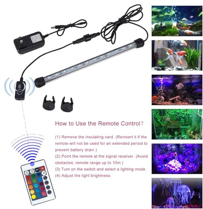 MQ 36 in Submersible LED Aquarium Light, 13W Color Changing Fish Tank Light with Remote Control, IP68 Crystal Glass 42 LEDs Lights Bar, for 38-45in Longest Side Tanks - size: 42LED-Length 36"