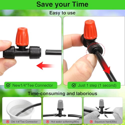 MIXC Micro Spray Emitters – Adjustable Misting Drippers for 1/4" Tubing, Push-to-Connect Misting Emitters for Drip Watering System in Patio Planters Garden Watering Systems (24 Pack)