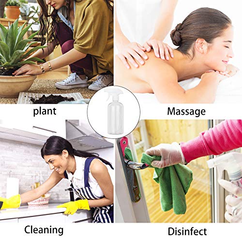 UUJOLY 17 oz Plastic Spray Bottle Trigger Empty Spray Bottles Clear Refillable Container for Water, Essential Oils, Hair, Cleaning Products, Adjustable Head Sprayer and Stream (2 Pack) | Adjustable Mist & Stream Nozzle – For Water, Hair, Cleaning, Essenti
