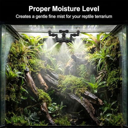 Reptile Misting Spray Nozzle for Rainforest Tank Pet Cooling Adjustable Reptile Nozzle Fogger Mist Sprinkler for Full Water Coverage, Replacement Micro Spray Nozzles (Dual Head, 360 Degree Adjustable) - color: black