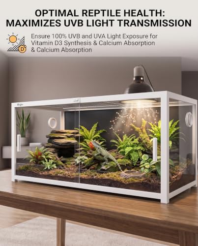 120 Gallon Reptile Tank, 4x2x2 Reptile Enclosure Front Sliding Door | Stackable ventilation 120 Gallon Bearded Dragon Tank anti-escape locks and no-fingerprint handles maximizes UVB transmissionn - color: White, size: 120 Gallon