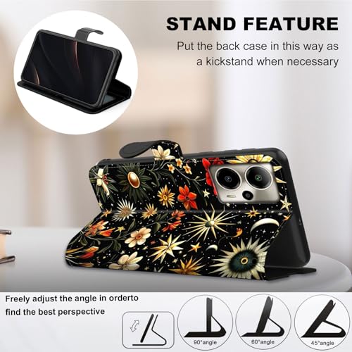for Cricket Outlast 5G 2024 Wallet case with RFID Blocking Credit Card Holder Kickstand, Folio Flip PU Leather Shockproof Protective Cover for AT&T Motivate Pro 5G, Stars and Moons - color: Stars And Moons