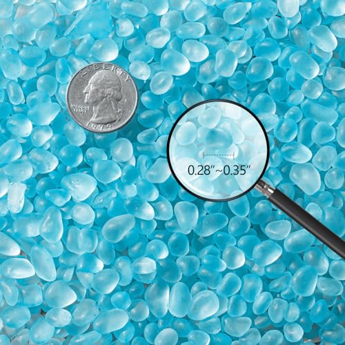 Keedolla Ice Blue Sea Glass Marbles Stones Frosted Glass Pebbles Gemstones for Aquarium Rocks, Fish Tank Gravel, Vase Fillers, DIY Crafts - 230g/8oz - color: Ice Blue, size: 0.5 LB