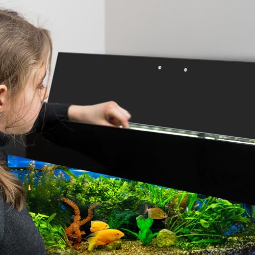Sieral Aquarium Lids Polycarbonate Canopy 2 Pieces Set 22.95 x 16.61 x 0.12 Inch for 75/90/110 Gallon with Center Brace Aquariums Cover Fish Tank Lid with a Hook Knife, Black - color: Black, size: 48 x 18 Inch