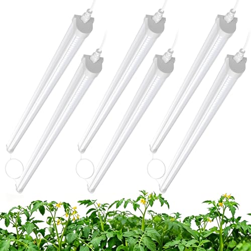 JESLED 3FT Grow Lights, 5000K Full Spectrum Sunlight White, V-Shaped Beam | 216W(6 X 36W), 1350W Equiv, On/Off Switch, T8 LED Grow Light Strips for Seed Starting, Greenhouse, Growing Shelf, 6-Pack - size: 3FT-6P