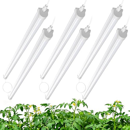 JESLED 3FT Grow Lights, 5000K Full Spectrum Sunlight White, V-Shaped Beam | 216W(6 X 36W), 1350W Equiv, On/Off Switch, T8 LED Grow Light Strips for Seed Starting, Greenhouse, Growing Shelf, 6-Pack - size: 3FT-6P