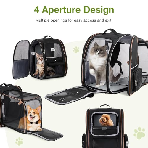 Large Cat Backpack Carrier Expandable Pet Carrier Backpack for Small Dogs Medium Cats Fit Up to 18 Lbs, Dog Backpack Carrier, Foldable Puppy Backpack Carrier for Travel, Black - color: Black