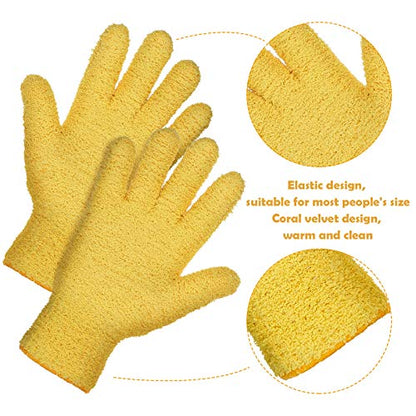 Patelai 2 Pairs Microfiber Gloves for plants Dusting Cleaning Glove Mittens House Cars Blinds Dusting(Yellow, Dark Blue,Large) - color: Yellow, Dark Blue, size: Large (2 Pairs)
