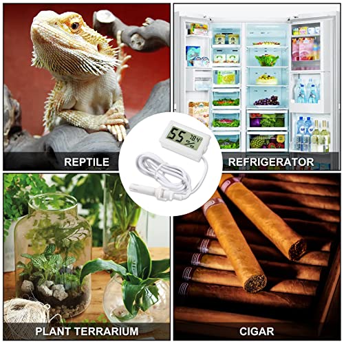 2Pcs Mini Digital Thermometer Hygrometer with Probe TPM-10 Indoor Temperature Humidity Meter LCD Fahrenheit (℉) Display Hygrometer Thermometer Gauge for Incubator Reptile Plant Terrarium - color: White 2PCS