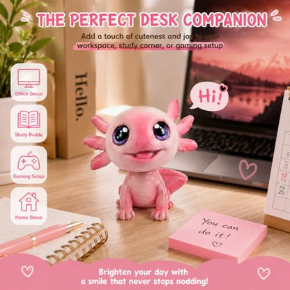 Axolotl Gifts for Girls, 6" Axolotl Figurine Bobblehead Cute Resin Desk Ornament for Home Office Garden Decor, Axolotl Gift for Women Men (Style-1)