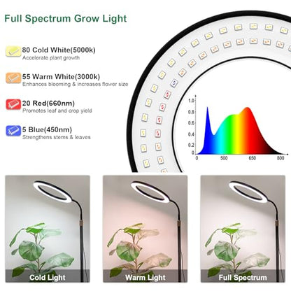 LBW 10.2in Grow Lights for Indoor Plants Full Spectrum with Stand, Floor Plant Growing Lamp for Large Plants, Auto ON/Off Timer 4/8/12H, 4 Dimmable Levels, 68in Adjustable Height - size: 1 Head 10.2" Jumbo Black