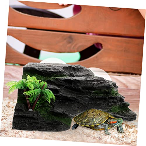 GANAZONO Aquarium Tortoise Basking Platform Multi-Functional Climbing Ramp for Aquatic Turtles Frogs Reptiles Durable Resin Decoration with Vivid Accessory for Water Turtles Lizards