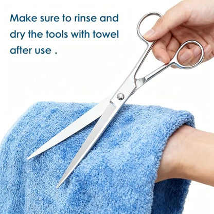 Carefree Fish 7IN1 Aquarium Cleaning Tools Long Handle Adjustable Length 18~24Inch Fish Tank Cleaner Kit Algae Scraper Scrubber Brushes Set Plant Scissor Long Tweezer - size: 18~24In