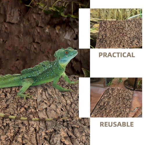 SHINEOFI Reptile Terrarium Bark Decor 4 Pack Natural Tree Bark Background for Reptile Tank Gecko Tank Decor Accessories 11.81 X 7.87 X 0.78 in Cuttable Habitat