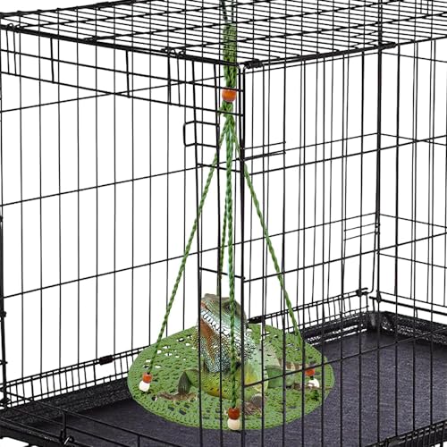 Reptile Hammock Swing Bearded Dragon Guinea Pig Rest Bed Habitats Supplies Climbing Terrarium for Lizard Leopard Gecko Parrots Parakeet Cockatiel Rats Snake Hamster Squirrel Chameleon Small Birds - color: Green