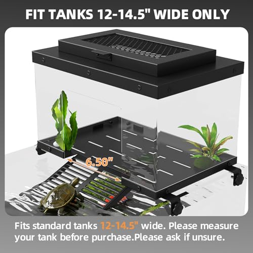 Erinnyees Turtle Basking Platform for Aquatic Turtles, Stainless Steel Large Turtle Dock with Extended Ramp & Flip-Open Mesh Door,Fits 12-14.5'' Wide Aquariums, Large - size: LARGE(Fits Tank Width 12"-14.5")