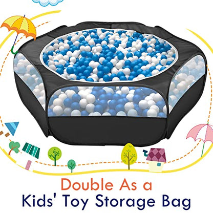Pawaboo Small Animal Playpen with Zippered Cover, Black | Portable pop-up pet tent for supervised rabbits, guinea pigs, chicks and kittens; water-resistant bottom and 3 metal rods - color: H-Black
