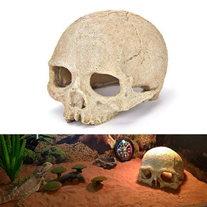 Skull Fish Shrimp Cichlid Hide Cave Reptiles Shelter Lizards Spider Aquarium Decoration Skull Rock Betta Fish Hideout Breeding Hatchery (Skull)