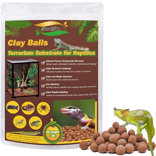 Reptile Substrate Clay Balls for Terrarium, 10 LBS | Organic Expanded Clay Pebbles, Moisturizing & Drainage False Bottom Substrate for Reptiles & Amphibians, Bioactive Substrate - color: 10LBS