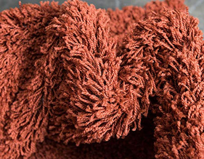 Unique Loom Solid Shag Collection Area Rug (2' 6" x 13' 1" Runner, Terracotta) - color: Terracotta, size: 2'6" x 13'1" (Runner)