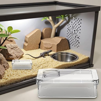 Reptile Water Bowl - Anti-Escape Crested Gecko Food Dish, Reptile Amphibian Feeders, Polystyrene | Snake Water Bowl for Habitat Feeding Gecko Chameleon Terrarium Frog Tank Lizard Tortoise Cage Le - color: White