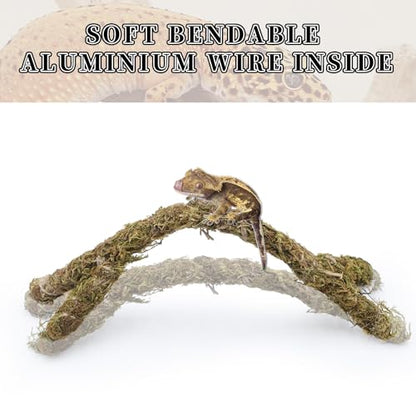 Bendable Moss-Covered Climbing Branch – Adjustable Reptile Habitat Decor with Internal Wire | Terrarium Accessories for Geckos, Chameleons & Small Arboreal Pets