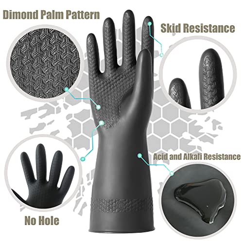 Chemical Resistant Latex Gloves, Cleaning Protective Safety Work | Heavy Duty Rubber Gloves, S-M-L-XL Size, Black 1 Pair - color: L/12.6''