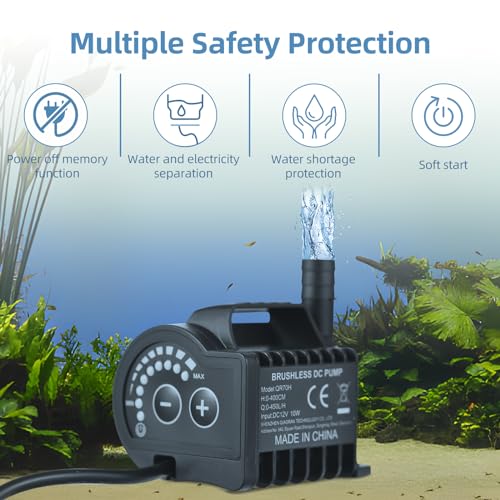 Submersible, 12V 10W 700L H 8 Levels Adjustable with Suction Cup Base and 5521 DC Female Plug, for Fish Aquarium Pet Drinking Water Garden Pond Fountain (#2) - size: #2