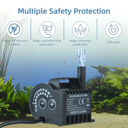 Submersible, 12V 10W 700L H 8 Levels Adjustable with Suction Cup Base and 5521 DC Female Plug, for Fish Aquarium Pet Drinking Water Garden Pond Fountain (#2) - size: #2