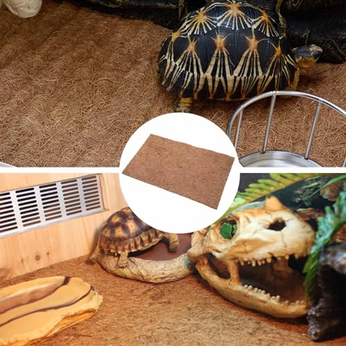 Vaguelly 4pcs Reptile Carpet Mat for Bearded Dragon and Lizard Tank Accessories, Natural Coconuts Fiber Material Enhanced Protection, Versatile Use for Home Breeding and Pet Stores