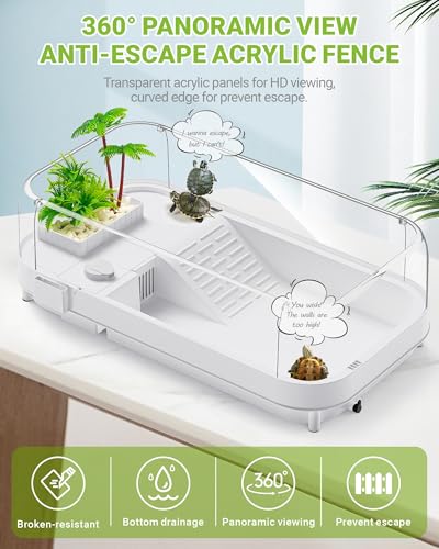 Moonorange Large Turtle Tank Kit, Turtle Tank Starter Kit with Multi-Function Areas - color: White (Large Kit)