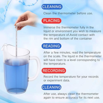 Relaxweex General Purpose Lab Thermometer 12 Inch Total Immersion Glass Liquid in Glass Thermometer for Laboratories Universities Food and Beverage Processing Clear(-20 to 150 ℃) - style: -20 to 150 ℃