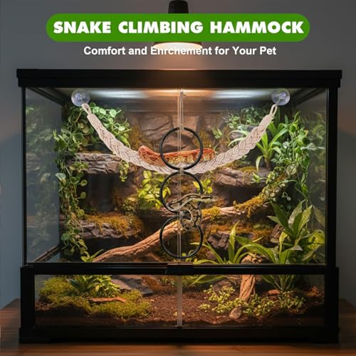 2pc Snake Climbing Toys, Reptile Enrichment Toys Climbing Rings Swing Climbing Rope for Ball Python Corn Snake Durable Habitat Decor Tank Accessories for Garter Snakes, Gecko, Chameleon, Iguana,Lizard
