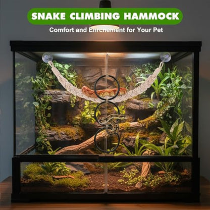2pc Snake Climbing Toys, Reptile Enrichment Toys Climbing Rings Swing Climbing Rope for Ball Python Corn Snake Durable Habitat Decor Tank Accessories for Garter Snakes, Gecko, Chameleon, Iguana,Lizard