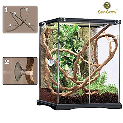 SunGrow 6 ft Reptile Vine for Terrarium, Flexible Climber Lizard Tank Decor, Ball Python Snake Climbing Accessories, Twistable and Bendable Habitat Decor Terrarium Vines for Chameleon, Bearded Dragon