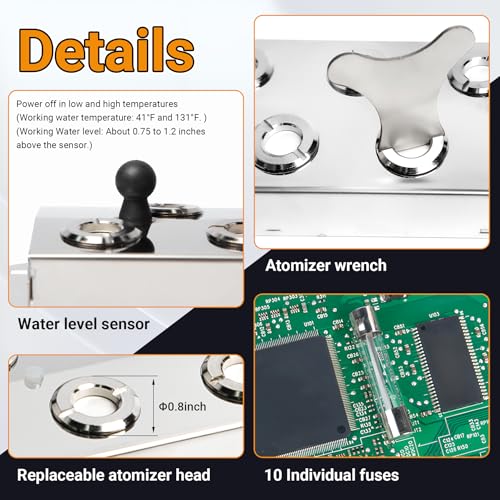 Ultrasonic Mist Fogger Maker 10 Heads, Mist Maker Fogger 7000ml/H | 350W & IP67 Waterproof Power Supply, with 2 Floats & 10 Atomizer Heads Replacements, Perfect for Pond, Greenhouse, Halloween - size: 10 Heads