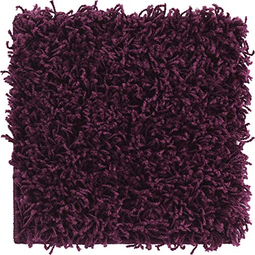 Unique Loom Solid Shag Collection Area Rug (1' Square, Eggplant Purple) - color: Eggplant Purple, size: 1' x 1' (Square)