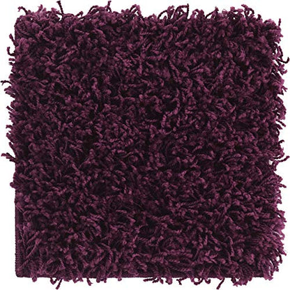 Unique Loom Solid Shag Collection Area Rug (1' Square, Eggplant Purple) - color: Eggplant Purple, size: 1' x 1' (Square)
