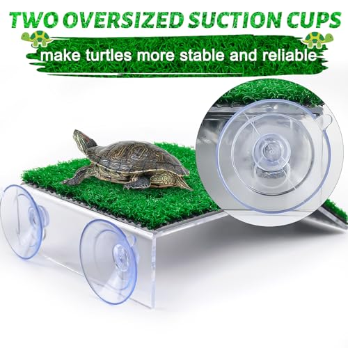 Keedolla Turtle Resting Basking Platform Simulation Grass Turtle Ramp, Lawn Tortoise Climbing Ladder Turtle Resting Terrace for Reptile Frog Terrapin - Middle - size: Medium