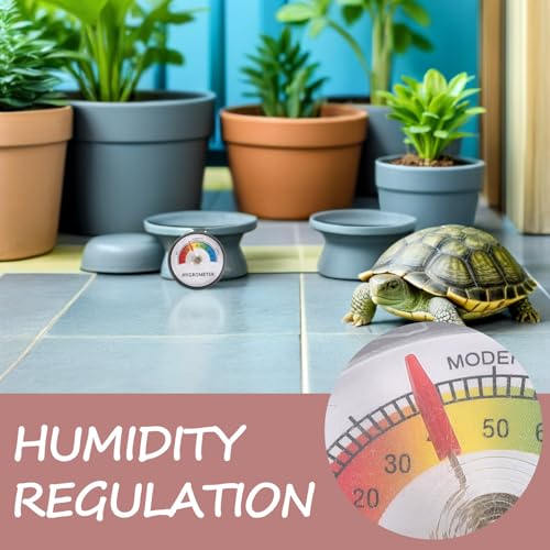 GANAZONO 2pcs Round Humidity Gauge for Reptile and Lizard Enclosure, Accurate Terrarium Control with Quick Response Reading, Waterproof Humidity Meter for Glass Tank and Habitat Monitoring