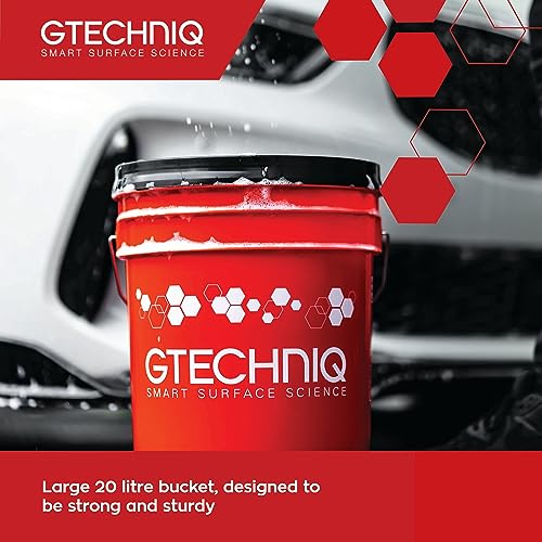 Gtechniq Bucket with Lid for Cleaning Car, 20L | Includes Dirt Trap and Screw-Top Airtight Lid