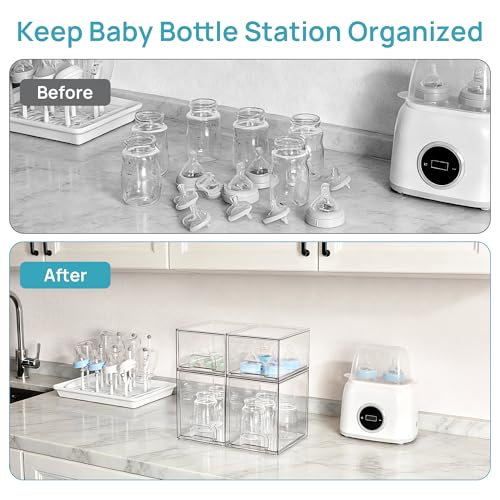 Vtopmart Stackable Storage Drawers Set of 8, Clear Plastic Organizer Bins for Bathroom Supplies,Ideal for Cabinet,Pantry,Laundry Room Organization - style: 4 Small+2 High+2 Wide