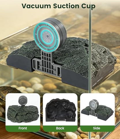 Baby Turtle Basking Platform Aquatic Turtle Resting Ramp Terrace Rock | 7.8x6 inch, Made of Resin, Easy-Climb Ramp, Strong Suction Cups, Perfect for Hatchlings & Juveniles, Authentic Rock Textures - size: Small