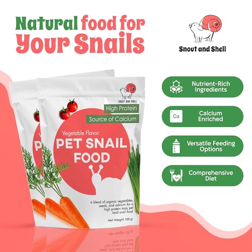 Snout & Shell Vegetable Flavored Pet Land Snail Food - Tasty High-Protein, Calcium Blend for Snails, Easy Addition to Your Garden Snails Terrarium or Snail Habitat