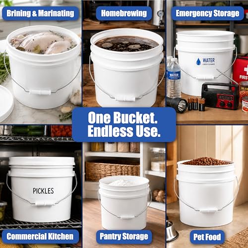 3.5 Gallon Bucket, Food-Grade w/Lid, BPA-Free, Red, 3 Packs | Airtight Gamma Seal Screw-On Lid, Heavy-Duty 90 Mil HDPE Plastic, Food Safe and Durable Container, Bulk Storage, Made in USA - color: Red, size: 3 Packs